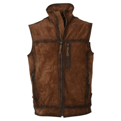 Men's suede vest with collar